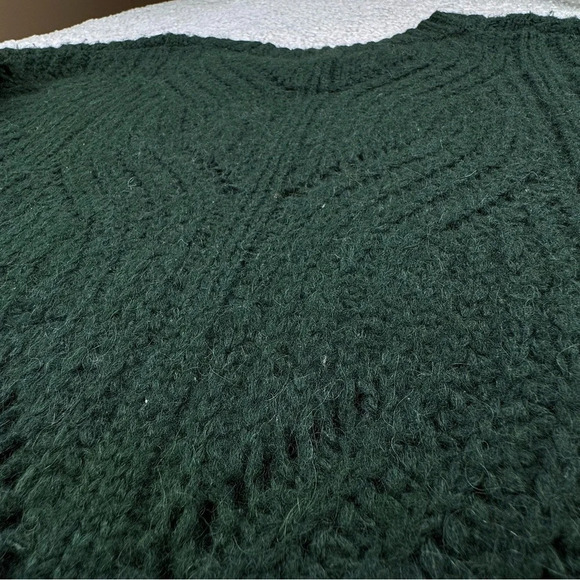Madewell Charley Pullover Sweater Hunter Green Cable Knit Alpaca Blend Sz Small - Picture 6 of 12